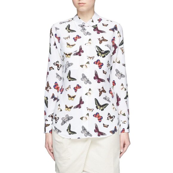 Equipment Slim Signature Silk Shirt Butterfly Print Size Small NEW NWT - Picture 11 of 11